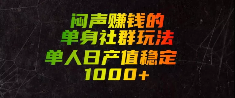 闷声賺钱的单身社群玩法，单人日产值稳定1000+【揭秘】-小灰云创