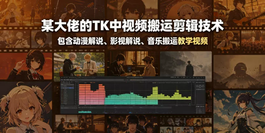 某大佬的TK中视频搬运剪辑技术，包含动漫解说、影视解说、音乐搬运教学视频-小灰云创