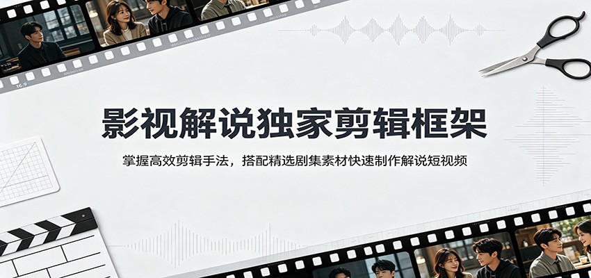 影视解说独家剪辑框架：掌握高效剪辑手法，搭配精选剧集素材快速制作解说短视频-小灰云创