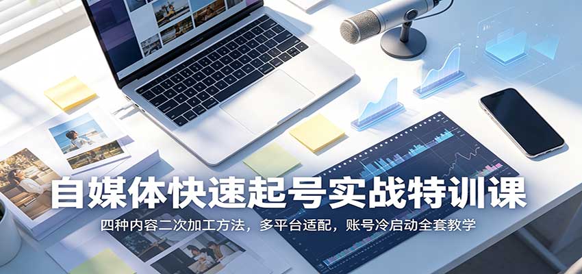自媒体快速起号实战特训课：四种内容二次加工方法，多平台适配，账号冷启动全套教学-小灰云创