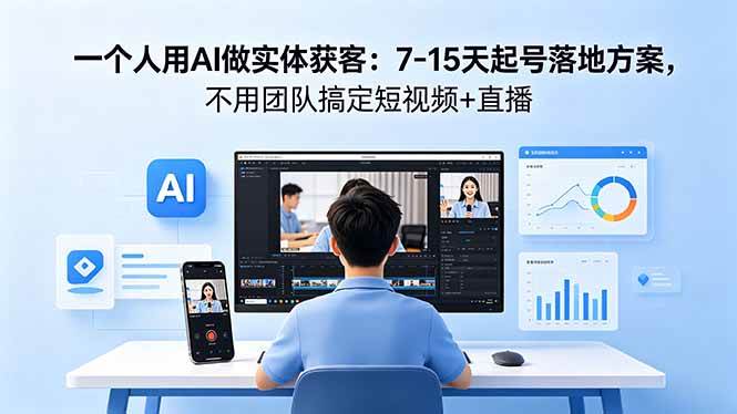 （18432期）一个人用AI做实体获客：7-15天起号落地方案，不用团队搞定短视频+直播-小灰云创