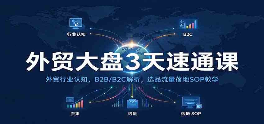 外贸大盘3天速通课:外贸行业认知,B2B/B2C解析,选品流量落地SOP教学 外贸大盘3天速通课:外贸行业认知,B2B/B2C解析,选品流量落地SOP教学