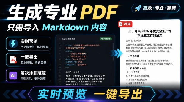 只需导入Markdown内容,实时预览一键导出专业PDF!轻松解决AI生成内容排版问题Presto-小灰云创