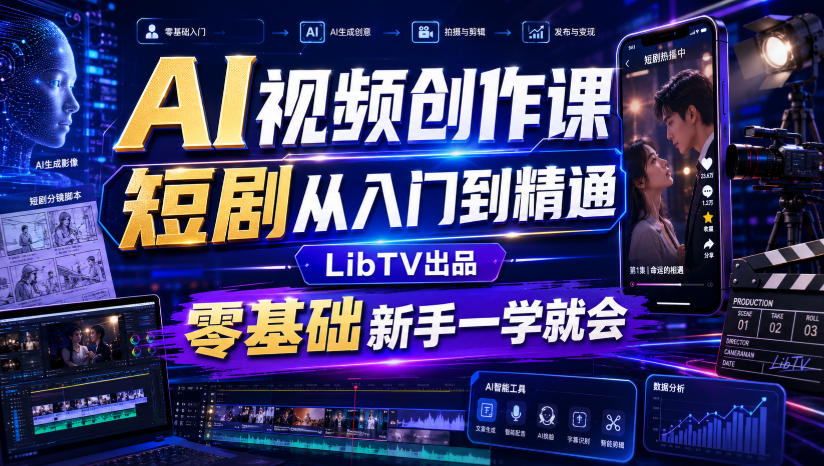 AI视频创作课，短剧从入门到精通，LibTV出品，零基础新手一学就会-小灰云创