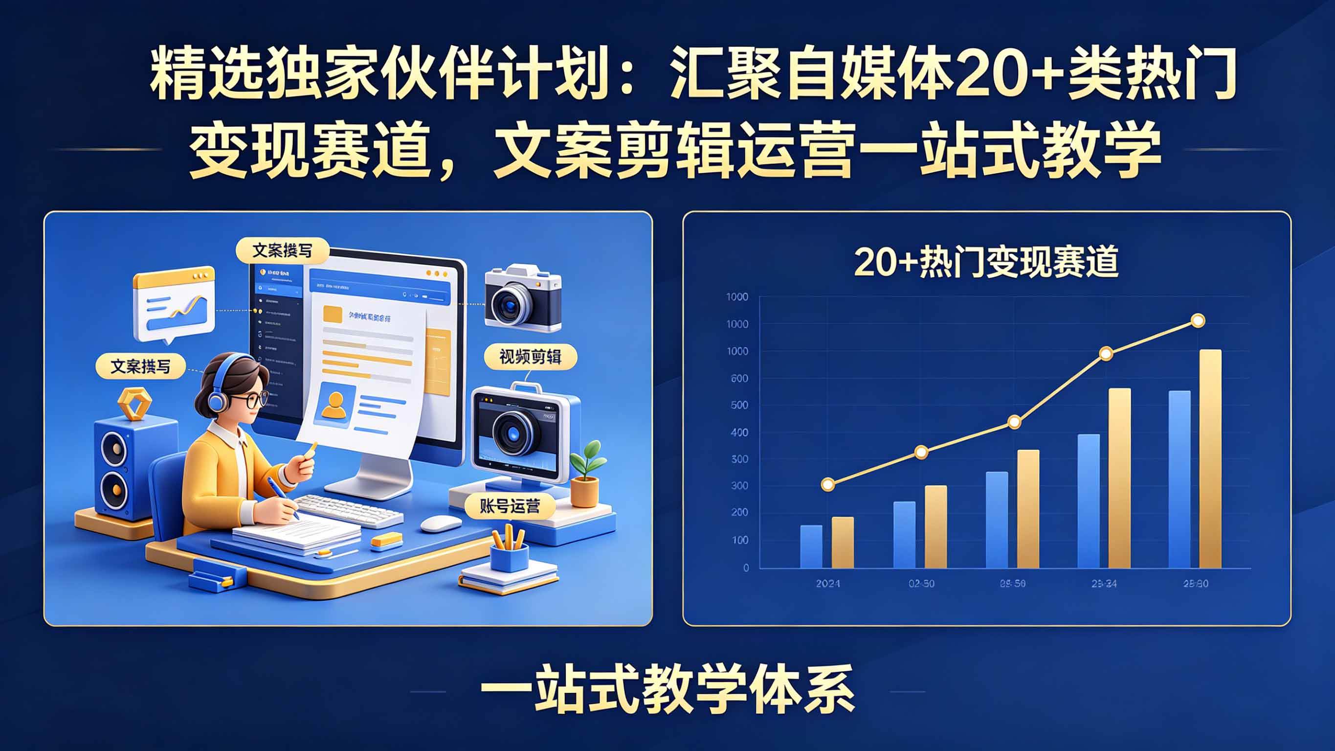 （18478期）精选独家伙伴计划：汇聚自媒体20+类热门变现赛道，文案剪辑运营一站式教学-小灰云创