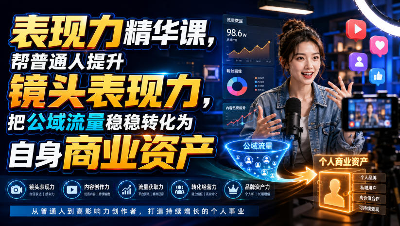 表现力精华课，帮普通人提升镜头表现力，把公域流量稳稳转化为自身商业资产-小灰云创