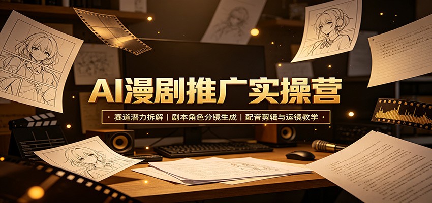 AI漫剧推广实操营：赛道潜力拆解，剧本角色分镜生成，配音剪辑与运镜教学-小灰云创