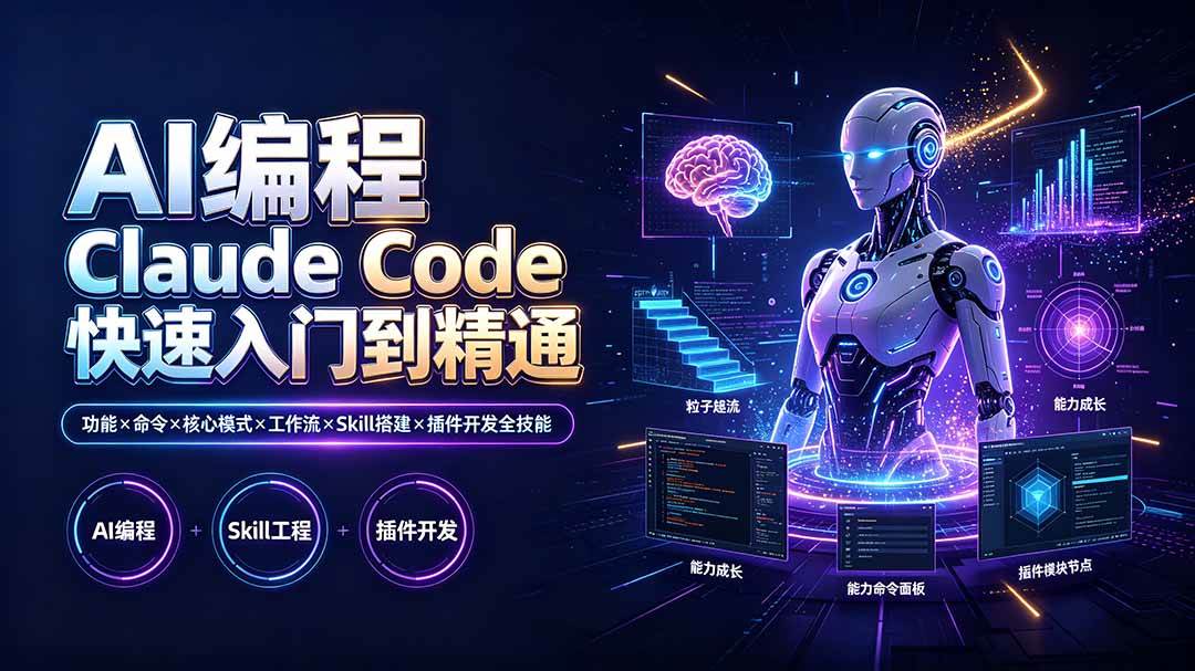 （19306期）AI编程 Claude Code快速入门到精通：功能×命令×核心模式×工作流×Skill搭建×插件开发全技能-小灰云创