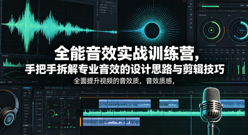 全能音效实战训练营，手把手拆解专业音效的设计思路与剪辑技巧，全面提升视频的音效质感-小灰云创