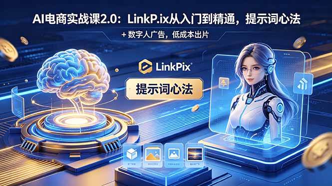 （18655期）AI 电商实战课2.0｜LinkPix 从入门到精通，提示词心法 + 数字人广告，低成本出片-小灰云创