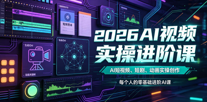 2026AI视频实操进阶课，AI短视频、短剧、动画实操创作，每个人的零基础进阶ai课-小灰云创