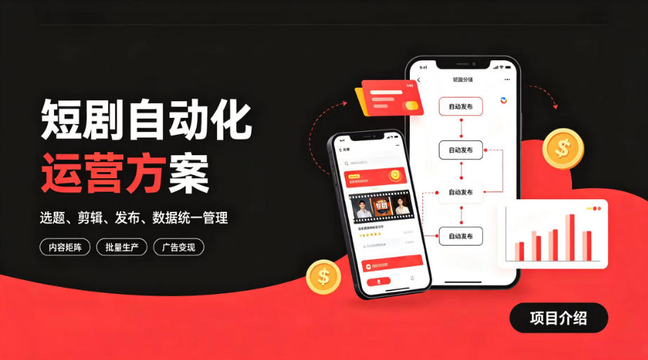 快手全自动短剧矩阵项目｜自动化分发，流量持续变现【揭秘】-小灰云创