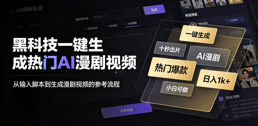 黑科技一键生成热门AI漫剧视频,十秒钟即可搞定,小白也能日入1k+【揭秘】-小灰云创