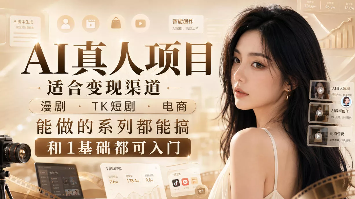 AI真人项目,适合变现渠道,漫剧,TK短剧,电商,能做的系列都能搞,0和1基础都可入门-小灰云创