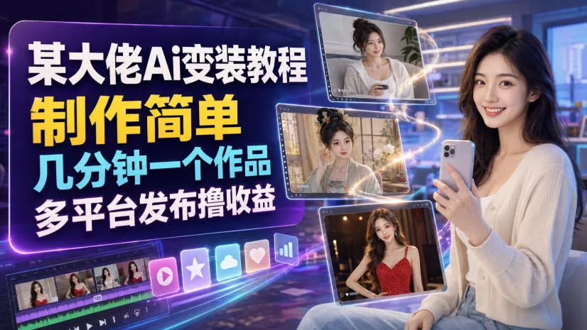 某大佬Ai变装教程，制作简单，几分钟一个作品，多平台发布撸收益-小灰云创