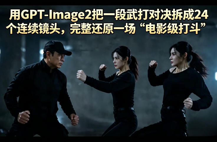 用GPT-Image2把一段武打对决拆成24个连续镜头，完整还原一场“电影级打斗”-小灰云创