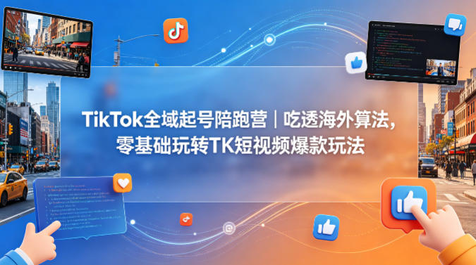 TikTok全域起号陪跑营｜吃透海外算法，零基础玩转TK短视频爆款玩法-小灰云创