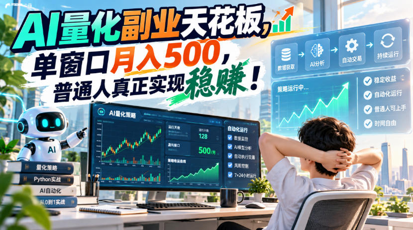 AI量化副业天花板,单窗口月入500,普通人真正实现稳賺!【揭秘】-小灰云创