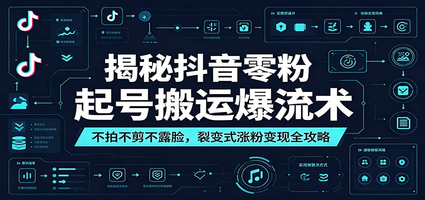 揭秘抖音零粉起号搬运爆流术:不拍不剪不露脸,裂变式涨粉变现全攻略-小灰云创