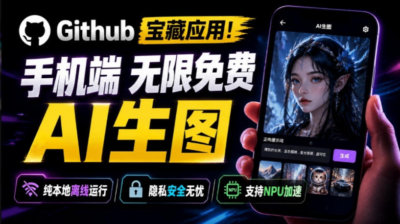 Github宝藏应用！手机端无限免费AI生图，纯本地离线运行，支持NPU加速斩获3.1k stars，local-dream-小灰云创