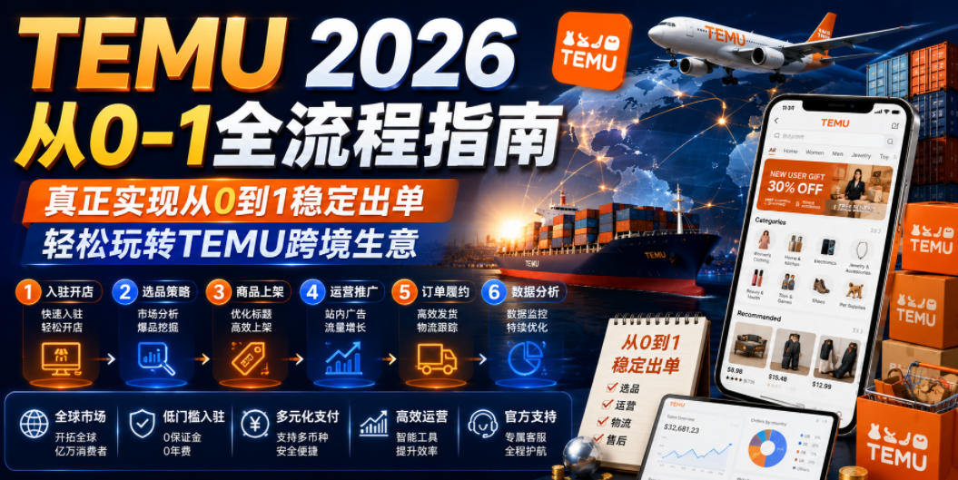TEMU 2026从0-1全流程指南,真正实现从0到1稳定出单,轻松玩转TEMU跨境生意-小灰云创