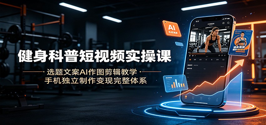 健身科普短视频实操课：选题文案AI作图剪辑教学，手机独立制作变现完整体系-小灰云创