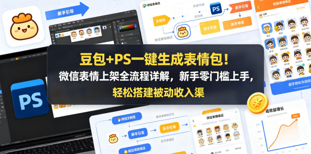 豆包+PS一键生成表情包！微信表情上架全流程详解，新手零门槛上手，轻松搭建被动收入渠道-小灰云创