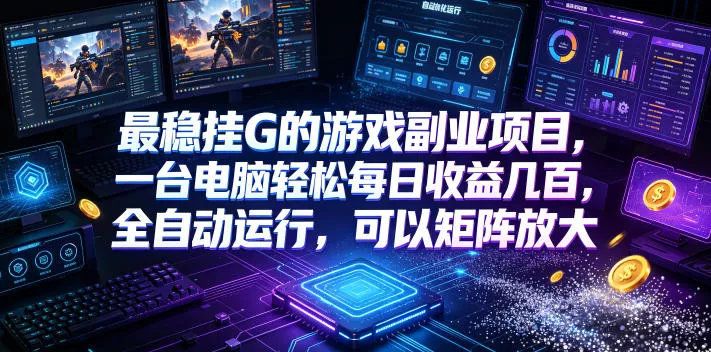最稳挂G的游戏副业项目,一台电脑轻松每日收益几百,全自动运行,可以矩阵放大【揭秘】-小灰云创