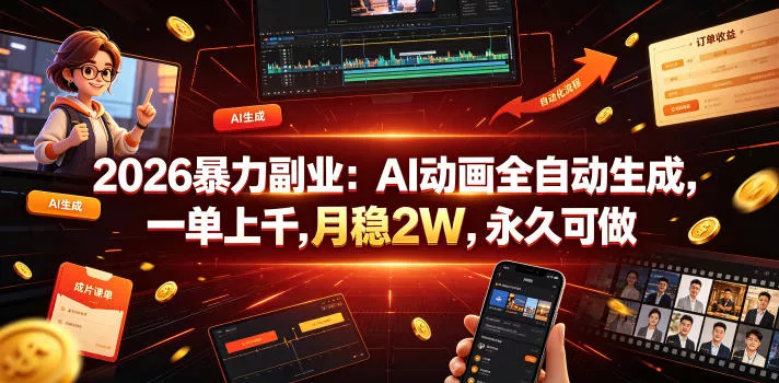 2026暴力副业：AI动画全自动生成，一单上千，月稳2W，永久可做【揭秘】-小灰云创