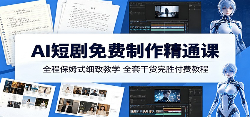 AI短剧免费制作精通课:全程保姆式细致教学,全套干货完胜付费教程-小灰云创
