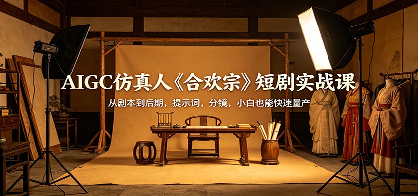 AIGC仿真人《合欢宗》短剧实战课：从剧本到后期，提示词，分镜，小白也能快速量产-小灰云创