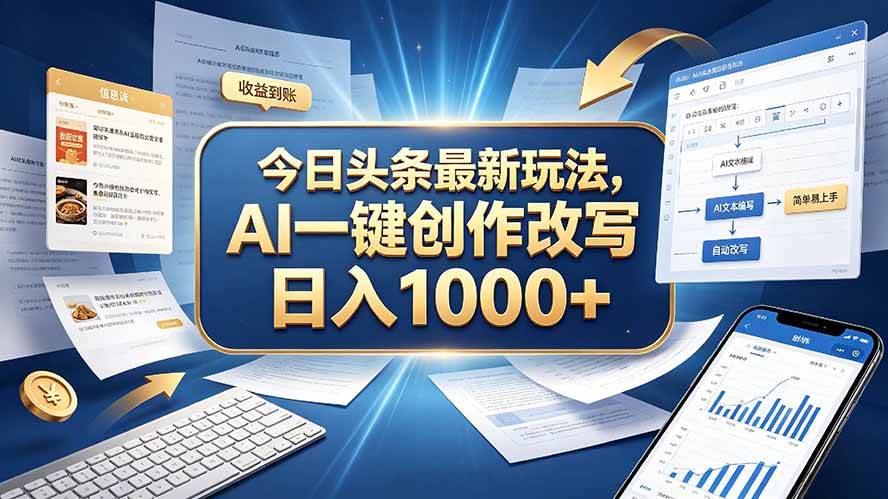 （20566期）今日头条最新玩法，AI 一键创作改写，简单易上手，轻松日入 1000 +-小灰云创