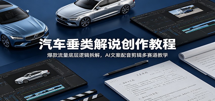 汽车垂类解说创作教程:爆款流量底层逻辑拆解,AI文案配音剪辑多赛道教学-小灰云创