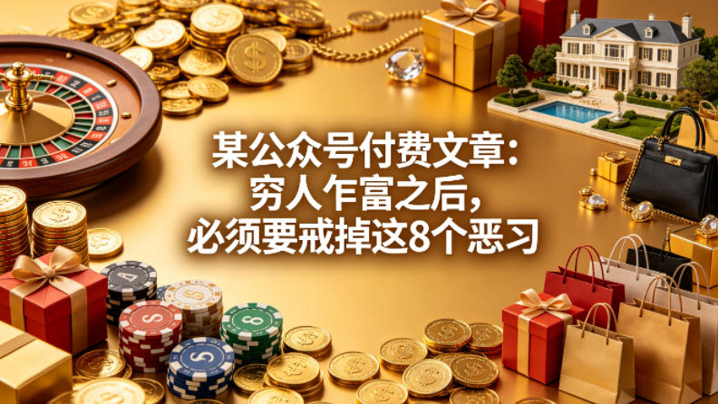 某公众号付费文章：穷人乍富之后，必须要戒掉这8个恶习-小灰云创