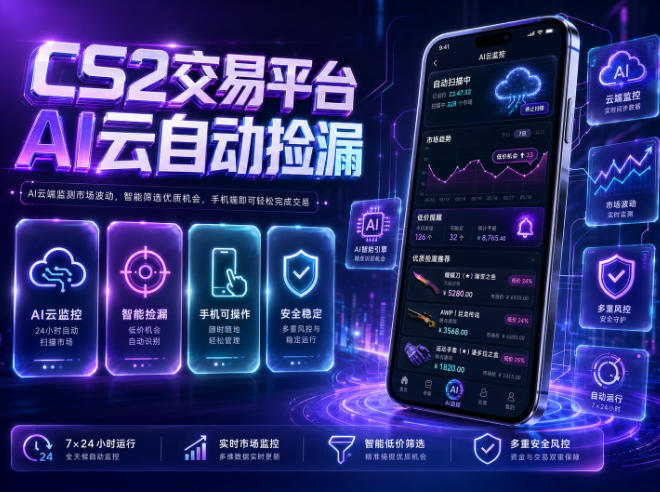 CS2交易平台AI云自动捡漏,多年稳定运行,无需手机,支持任何形式验证,日入300+【揭秘】-小灰云创