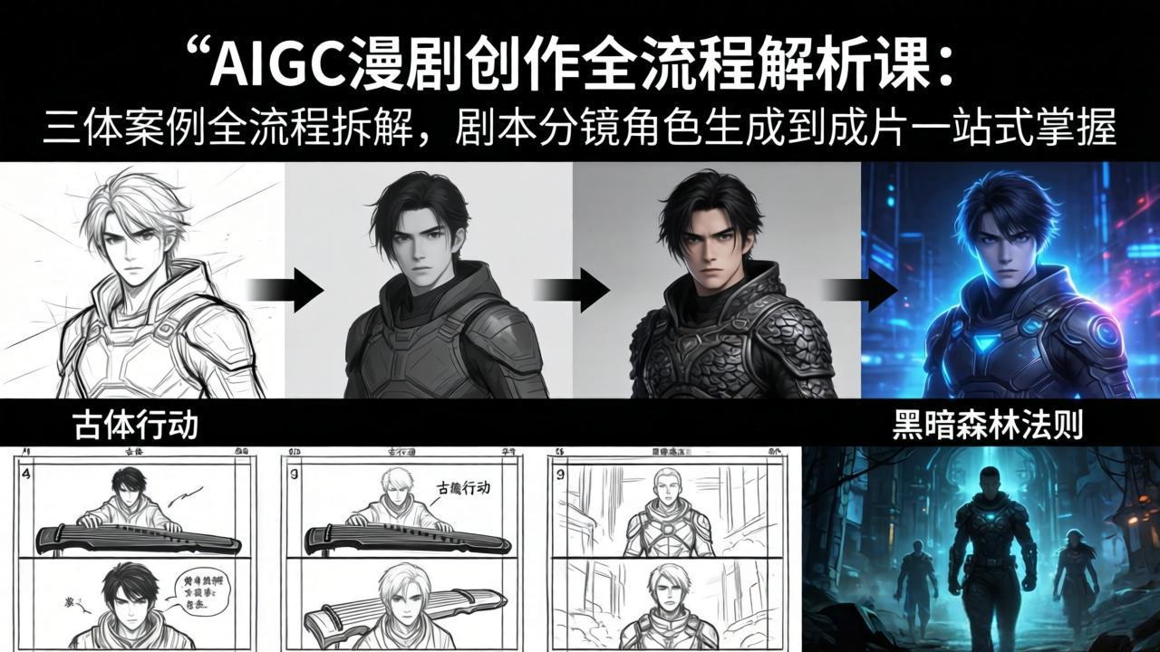 AIGC漫剧创作全流程解析课：三体案例全流程拆解，剧本分镜角色生成到成片一站式掌握-小灰云创