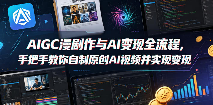 AIGC漫剧创作与AI变现全流程,手把手教你自制原创AI视频并实现变现-小灰云创