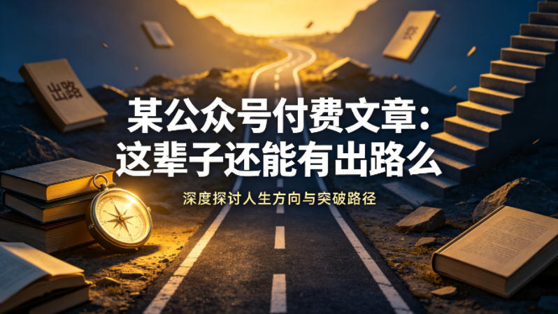 某公众号付费文章：这辈子还能有出路么-小灰云创