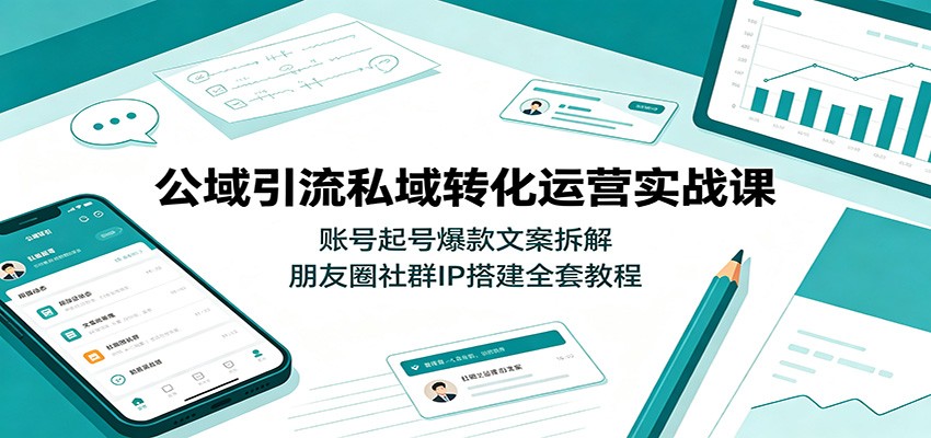 公域引流私域转化运营实战课：账号起号爆款文案拆解，朋友圈社群IP搭建全套教程-小灰云创