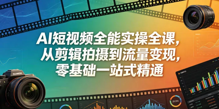 AI短视频全能实操全课，从剪辑拍摄到流量变现，零基础一站式精通-小灰云创