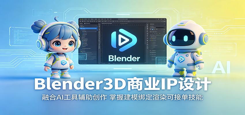 Blender3D商业IP设计：融合AI工具辅助创作，掌握建模绑定渲染可接单技能-小灰云创