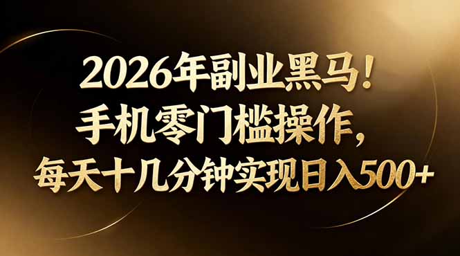 2026年副业黑马！手机零门槛操作，每天十几分钟实现日入500+ - 小灰云创-小灰云创