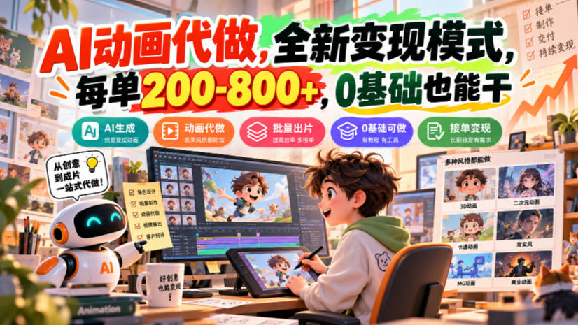 AI动画代做,全新变现模式,每单200-800+,0基础也能干【揭秘】-小灰云创