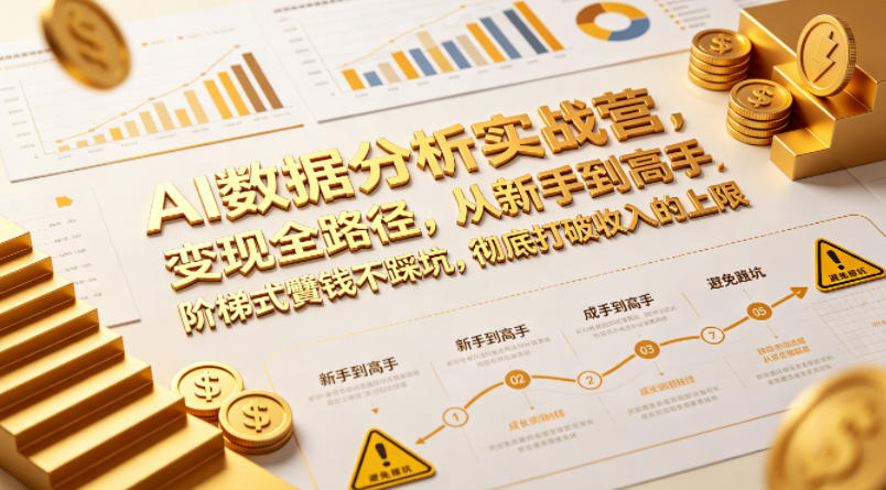 AI数据分析实战营，变现全路径，从新手到高手，阶梯式賺钱不踩坑，彻底打破收入的上限-小灰云创