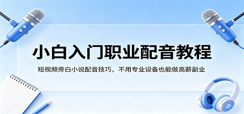 小白入门职业配音教程，短视频旁白小说配音技巧，不用专业设备也能做高薪副业-小灰云创