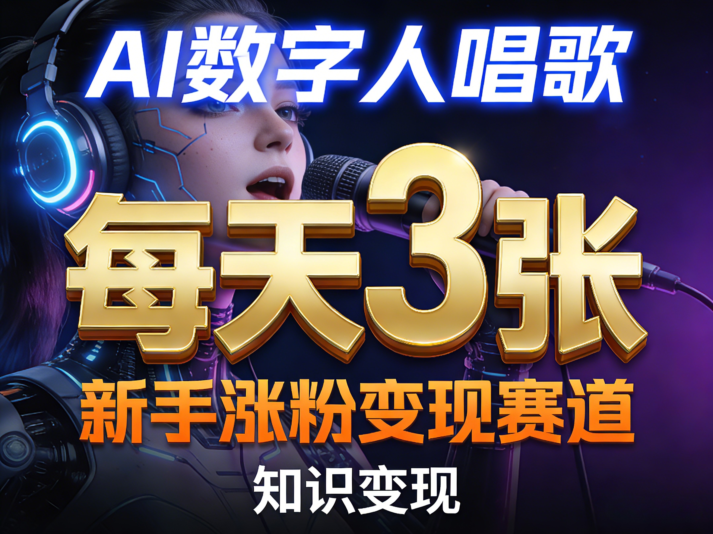 AI数字人唱歌，新手涨粉变现赛道，每天3张和知识付费，副业必备 - 小灰云创-小灰云创