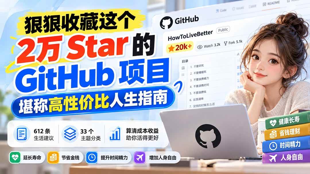 (20726期)狠狠收藏这个 2 万 Star 的 GitHub 项目,堪称高性价比人生指南。-小灰云创
