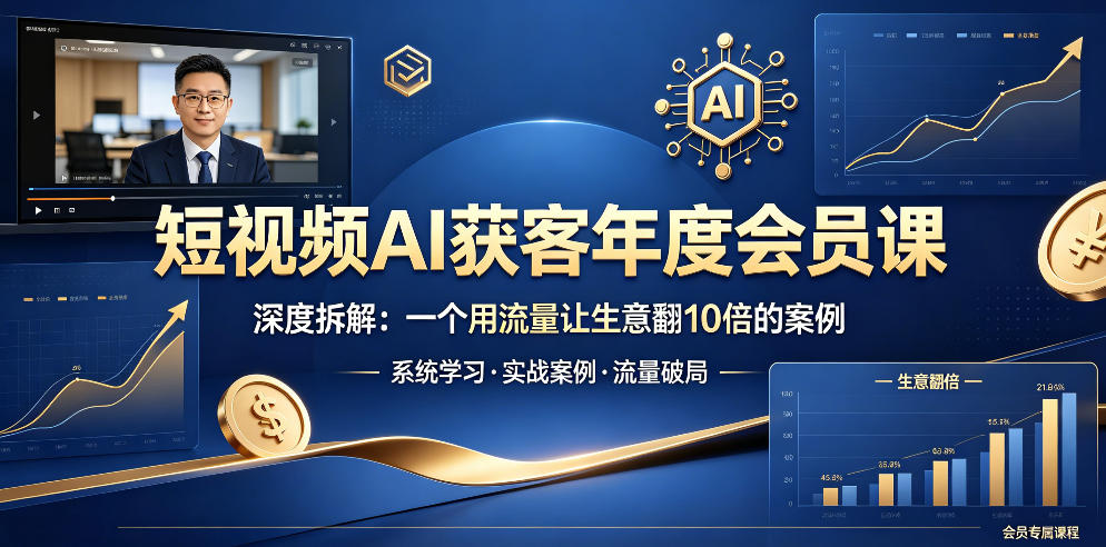 短视频AI获客年度会员课,深度拆解,一个用流量让生意翻10倍的案例-小灰云创