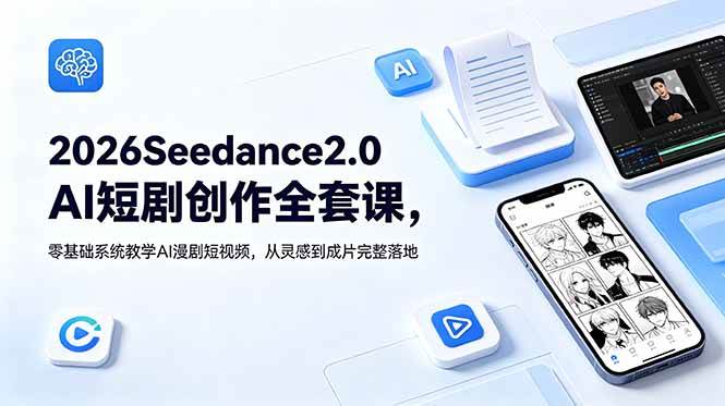 (18958期)2026Seedance2.0AI短剧创作全套课,零基础系统教学AI漫剧短视频,从灵感到成片完整落地-小灰云创