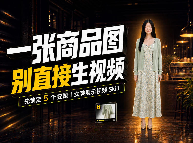 女装AI视频总翻车?问题不在提示词,女装展示视频Skill先锁定5个变量! 女装AI视频总翻车?问题不在提示词,女装展示视频Skill先锁定5个变量!